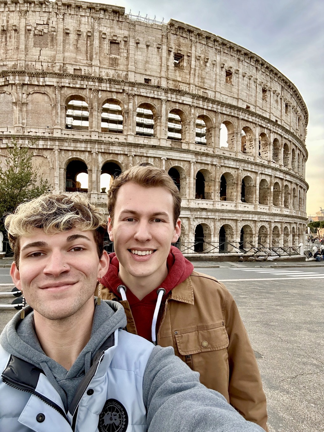 Andrew and Micah Austin outside the Colosseum in Rome