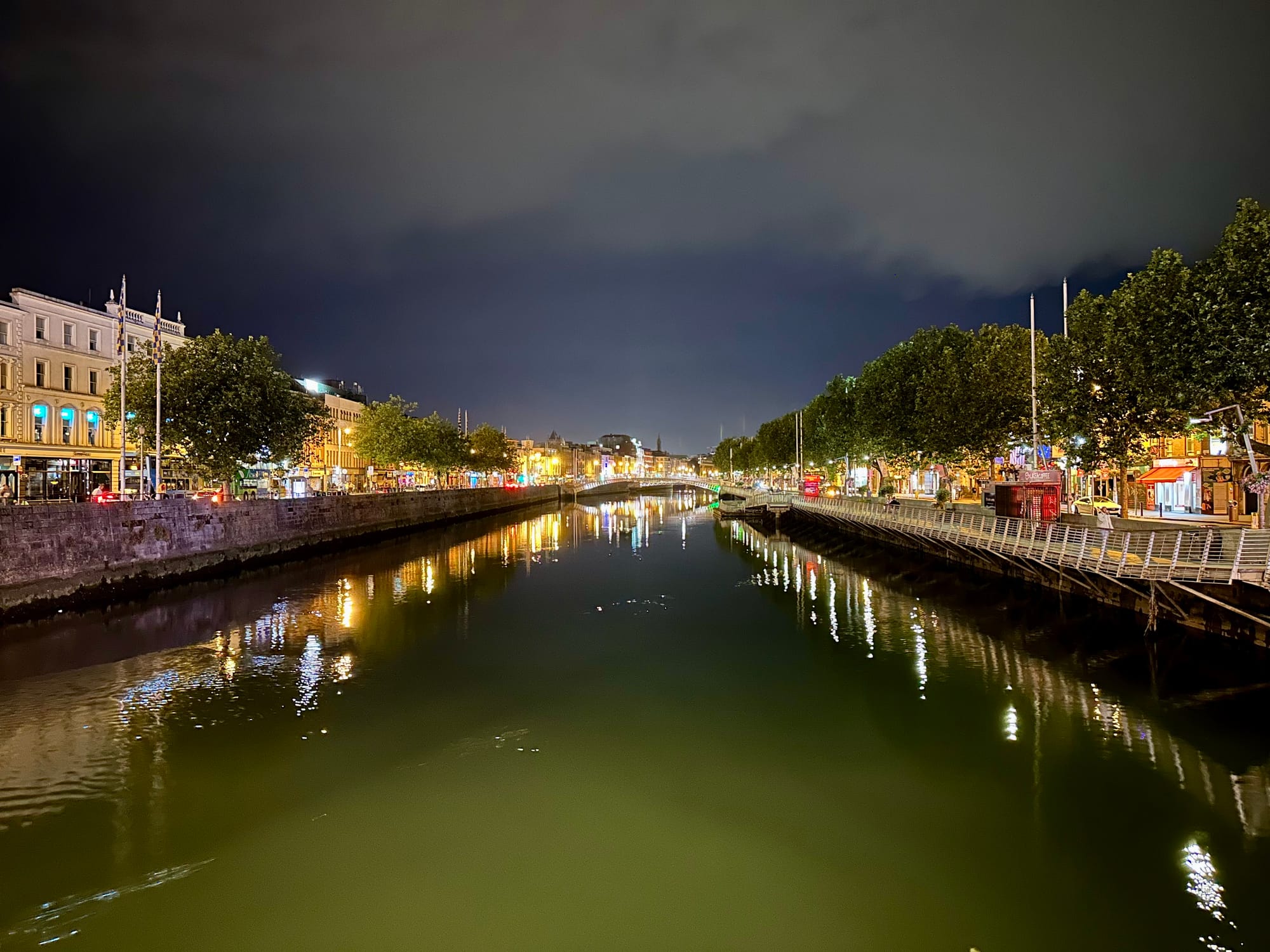   View from the O’Connell Bridge at the Heart of Dublin overlooking the River Liffey