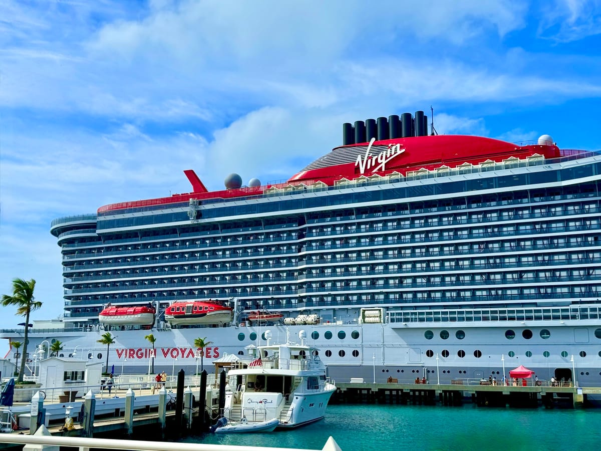 The Scarlet Lady, Virgin's first Ladyship, at port in Key West.