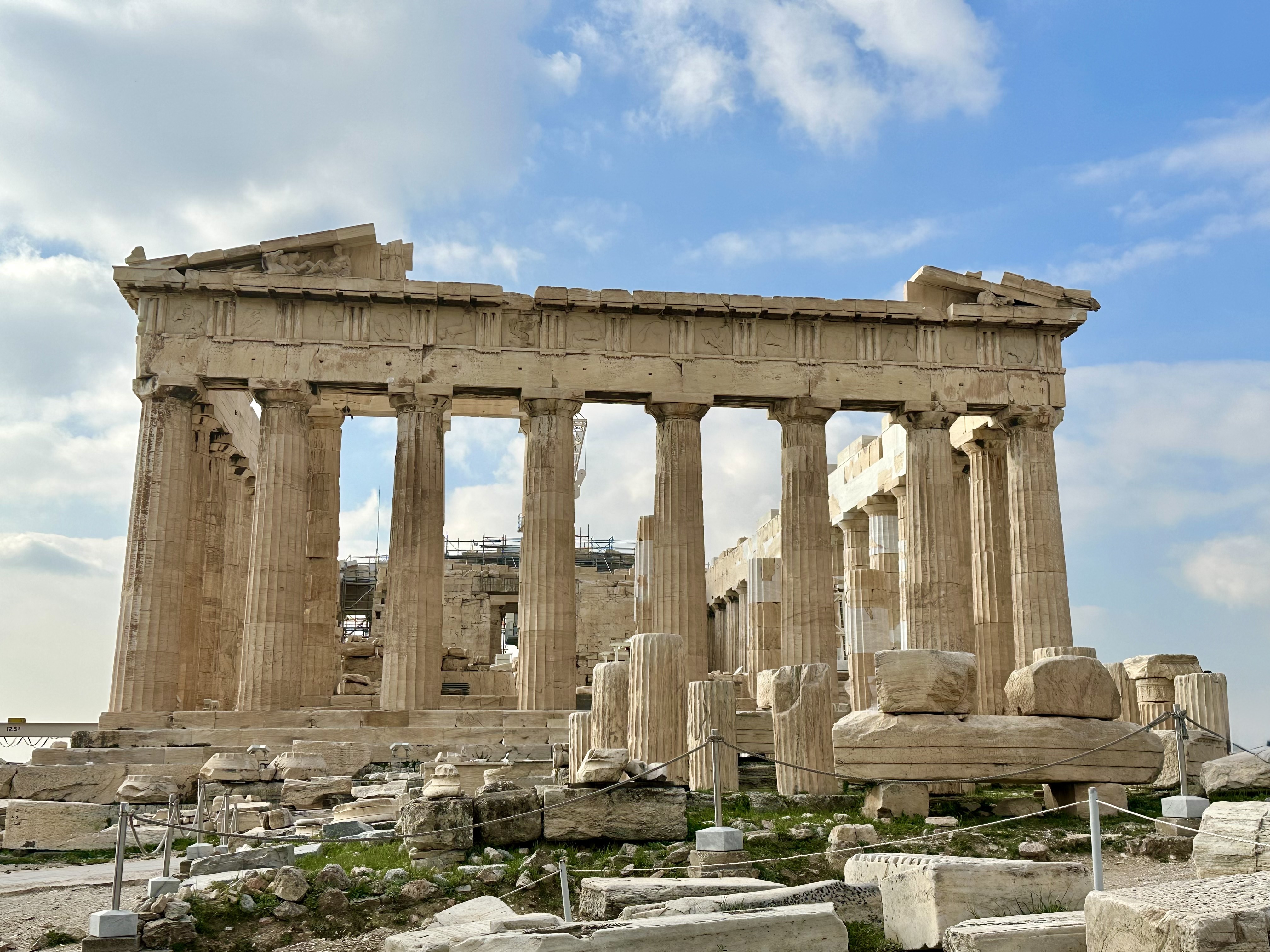 The Parthenon and ancient marble ruins on the Acropolis in Athens